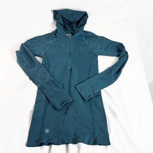 Athleta Long Hooded Zip Sweatshirt Jacket Coat green Size XS Womens